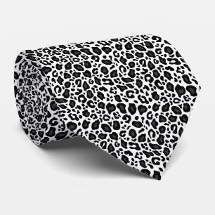 Gravata Padrão de leopardo guepardo preto e branco