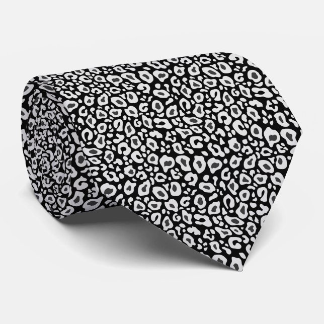 Gravata Padrão de leopardo preto e branco (Rolled)