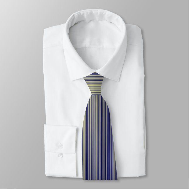 Gravata Padrão de Linha de Gradiente Amarelo e Azul Marinh (Amarrado)
