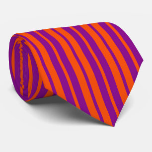 Gravata Padrão de Listras Elegantes Roxo Laranja Design 