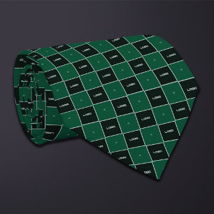 Gravata Padrão de Logo de Xadrez Verde