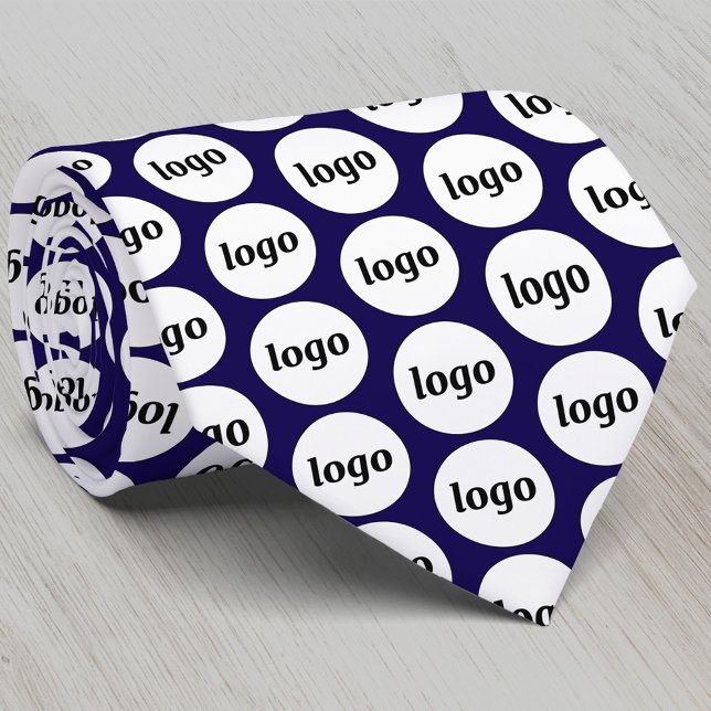 Gravata Padrão de Logotipo Simples Empresarial Azul-Marinh (Simple logo pattern business promotional navy blue tie)