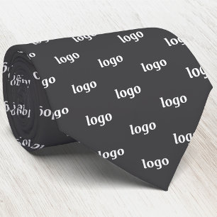 Gravata Padrão de Logotipo Simples Escuro Cinza Carvão par