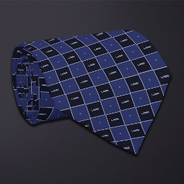 Gravata Padrão de Logotipo Xadrez Azul