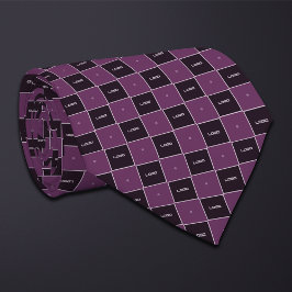 Gravata Padrão de Logotipo Xadrez Roxo