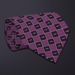 Gravata Padrão de Logotipo Xadrez Roxo
