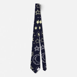 Gravata Padrão de Lua Estrelada 