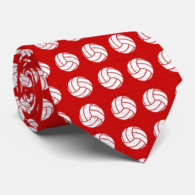 Gravata Padrão de Madeira de Voleibol Vermelho (Rolled)