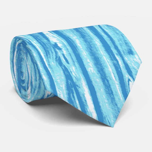 Gravata Padrão de madeira derivada - azul e branco do ocea (Rolled)