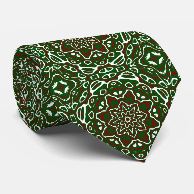 Gravata Padrão de Mandala de Natal Groovy Eclectic Ornate (Rolled)