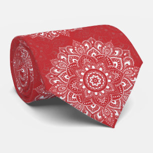 Gravata Padrão de mandala índio espiritual vermelho