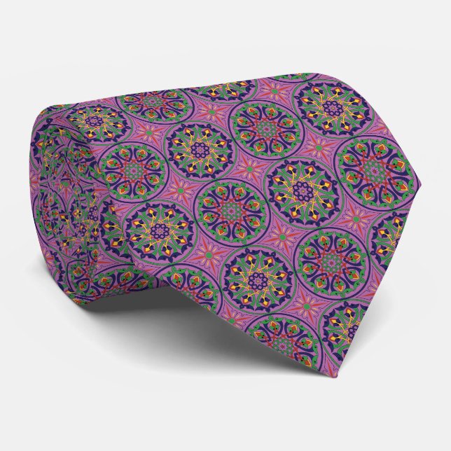 Gravata padrão de mandala roxa (Rolled)
