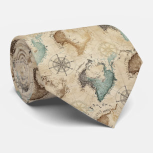 Gravata Padrão de Mapa Mundial Vintage