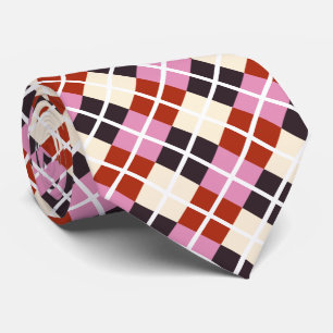 Gravata Padrão de marfim de beringela rosa vermelha