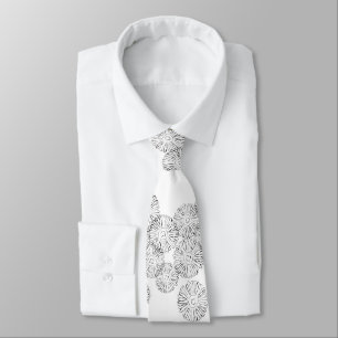 Gravata Padrão de Margarida Boho Chic Preto e Branco Elega