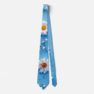 Gravata Padrão de margarida floral - Azul claro