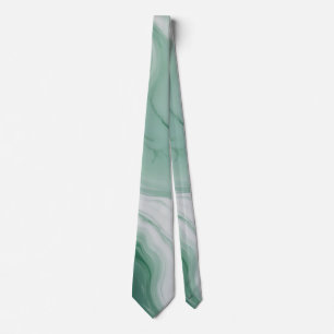 Gravata Padrão de Mármore Abstrato branco, verde pastel