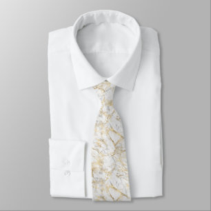 Gravata Padrão de mármore branco dourado masculino