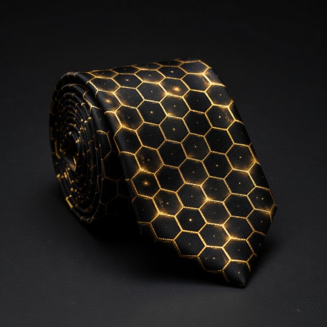Gravata Padrão de Mel Luxuoso em Dourado (Criador carregado)
