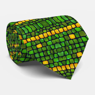 Gravata Padrão de Milho Ervilhas Preto Amarelo Verde Diver