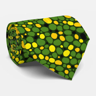 Gravata Padrão de Milho Ervilhas Preto Amarelo Verde Diver