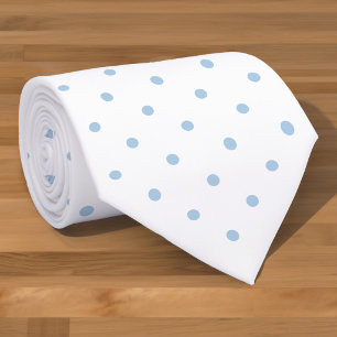 Gravata Padrão de Mini Bolinhas Azul Claro em Branco