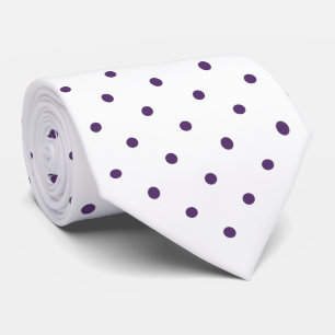 Gravata Padrão de Mini Bolinhas Roxo em Branco