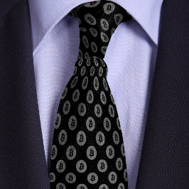 Gravata Padrão de Moedas Criptográficas de Bitmoney preto 