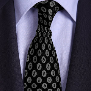Gravata Padrão de Moedas Criptográficas de Bitmoney preto