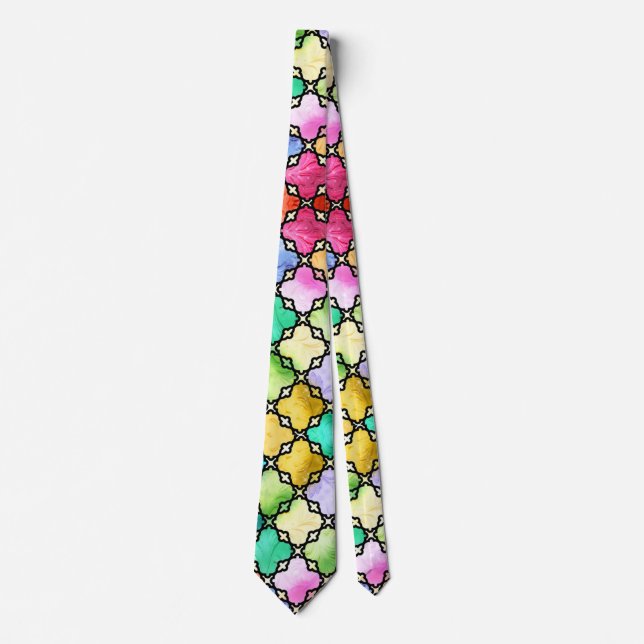 Gravata Padrão de mosaico arco-íris (Frente)