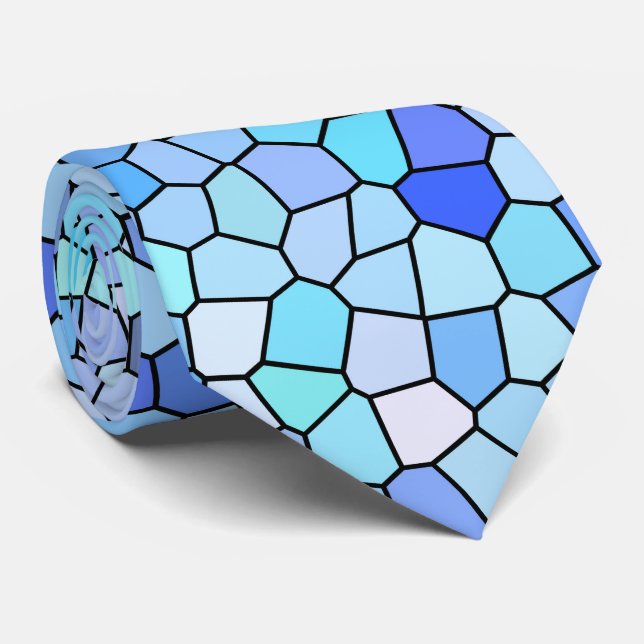 Gravata Padrão de Mosaico Azul (Rolled)