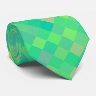 Gravata Padrão de mosaico verde/amarelo de pixel na moda