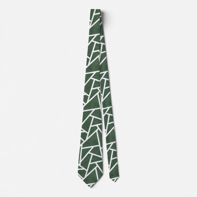 Gravata Padrão de mosaico verde e branco (Frente)