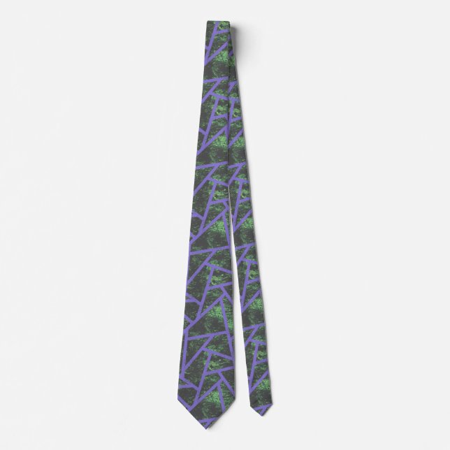 Gravata Padrão de mosaico violeta e verde (Frente)