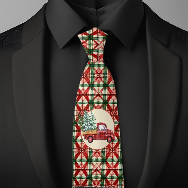 Gravata Padrão de Natal de Casa de Campo Rústica Caminhão  (Criador carregado)