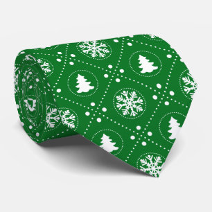 Gravata Padrão de Natal Festivo Verde Clássico