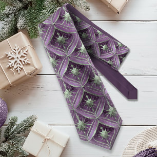 Gravata Padrão de Natal Verde Roxo nº 16 ID1009