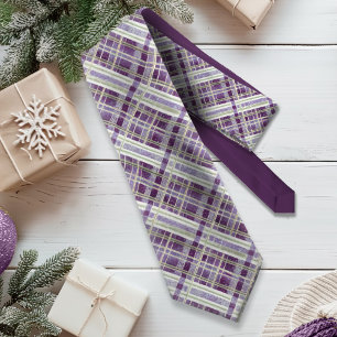 Gravata Padrão de Natal Verde Roxo nº 2 ID1009