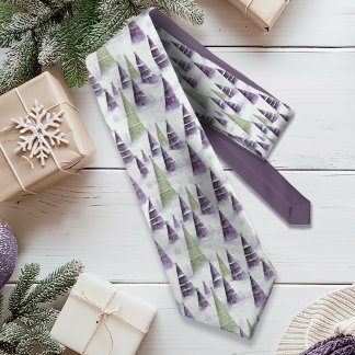 Gravata Padrão de Natal Verde Roxo nº 8 ID1009