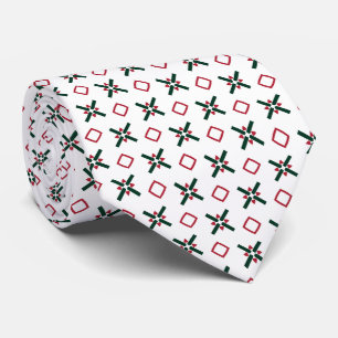Gravata Padrão de Natal Vermelho Branco e Verde