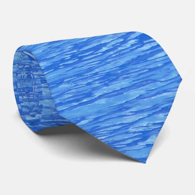 Gravata Padrão de Ondas de Água Azul (Rolled)