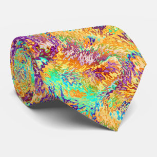 Gravata Padrão de Ondas Psicodélicas Coloridas e Legais