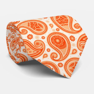 Gravata Padrão de paisley elegante laranja