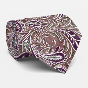 Gravata Padrão de Paisley Roxo-Mauve Retro