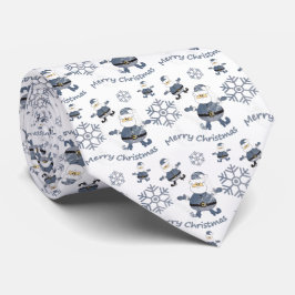 Gravata Padrão de Papais noeis de Natal Denim Fashion