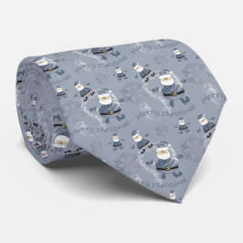 Gravata Padrão de Papais noeis de Natal Denim Fashion
