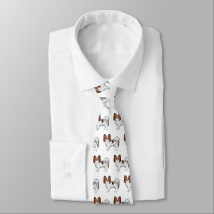 Gravata Padrão de Papillon Marrom Vermelho Cachorro Desenh