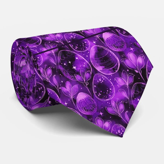 Gravata Padrão de Páscoa Gótico Roxo (Rolled)