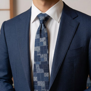 Gravata Padrão de Patchwork Sashiko Japonês