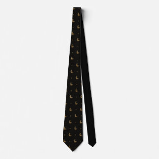 Gravata Padrão de Pato Real Dourado de Luxo Clássico Preto
